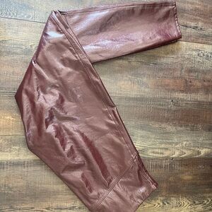SPANX Faux Patent Leather Leggings in Ruby